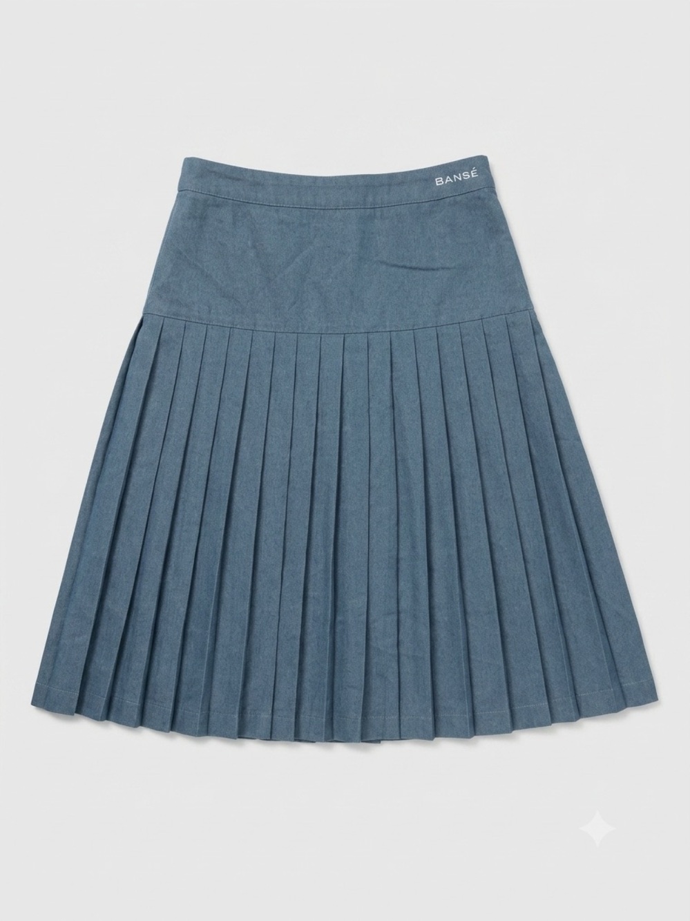 Bansé Couture Blue Pleated Knife Pleat Drop Waist Midi A-Line Skirt Size S NWOT